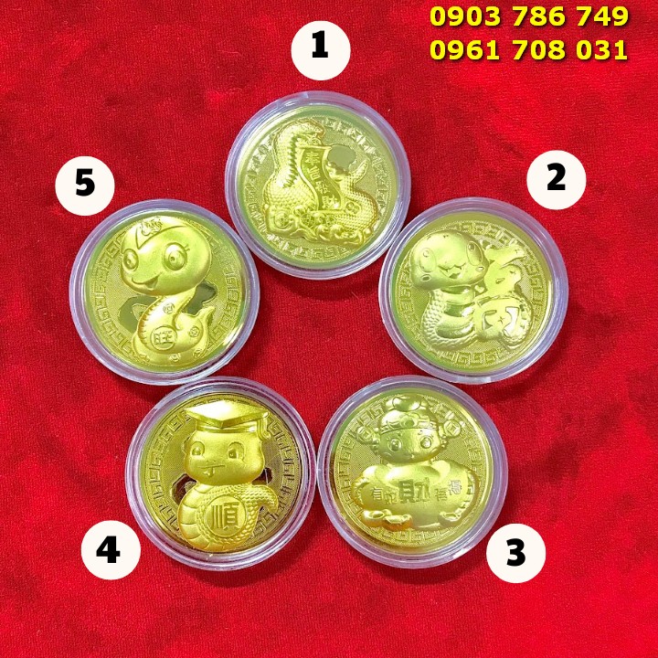 Đồng Xu Con Rắn Cute Tặng Túi Gấm Lộc